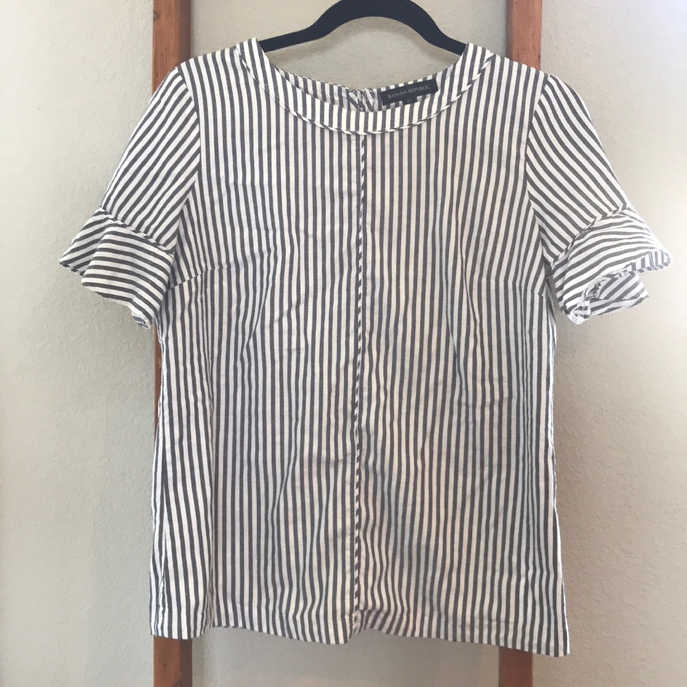 Banana Republic stripe ruffle sleeve top small